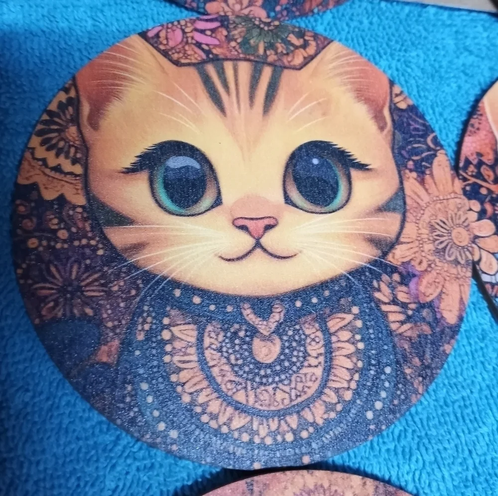 Cute Cat Coasters Set Of 6